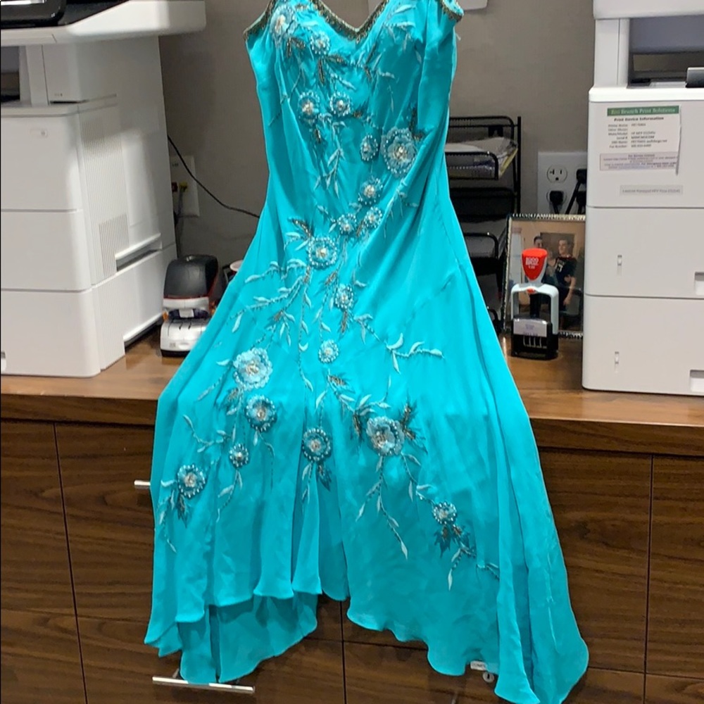 Handkerchief turquoise elegant dress